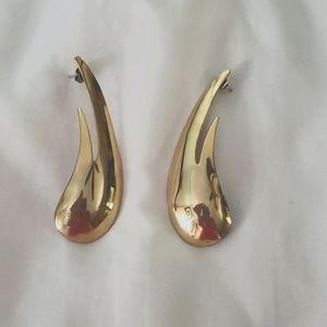 Vintage 80s Gold Flame Earrings
